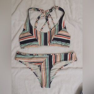 Eidon Swim Suit L/M Striped Multicolor 2 piece Bikini Set